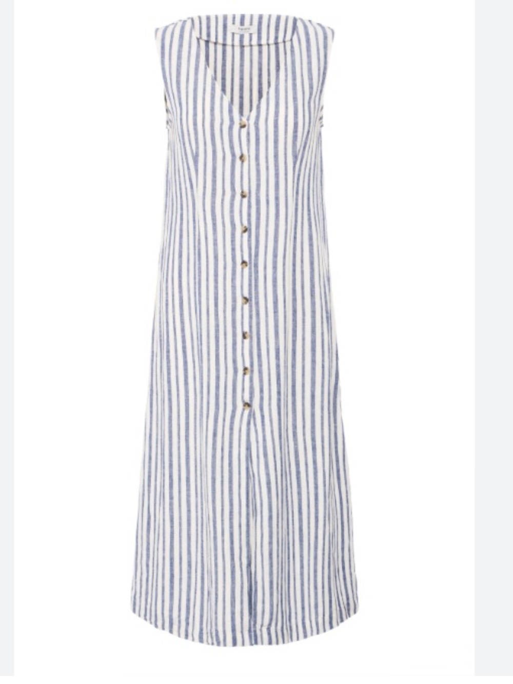 NWT size 8 Medium B. Young Sleeveless Blue & White Striped Button-Front Dress